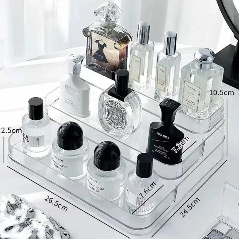 3 Tier Desktop Perfume Shelf PET Cosmetic Organizer Perfume Storage Rack Doll Display Stand Kitchen Seasoning Organizer